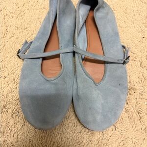 Zara Light Blue Suede Women's Flats
